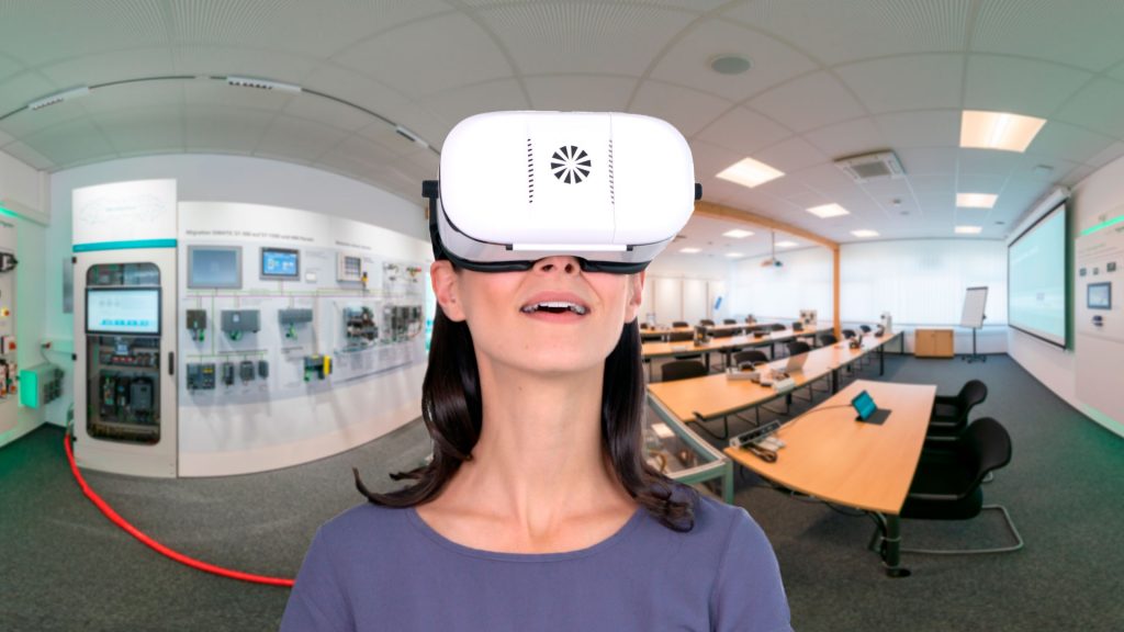 BV-Screen-VR-Brille-360-Grad-Showroom-Rexel virtueller Campus von Rexel mit der VR Brille erleben.