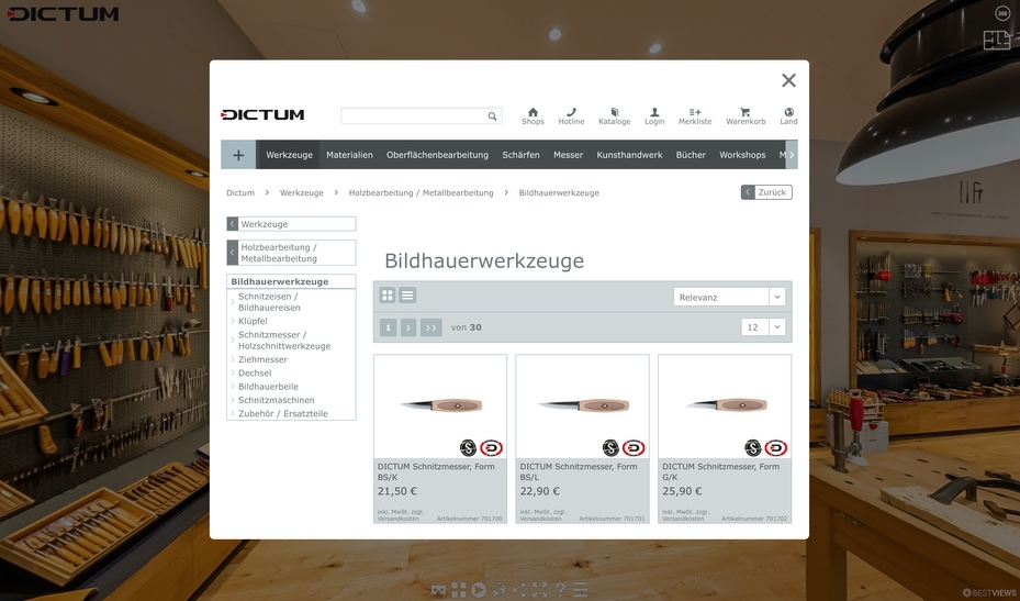 Shopanbindung direkt im 360° Rundgang Shopanbindung direkt im 360° Rundgang