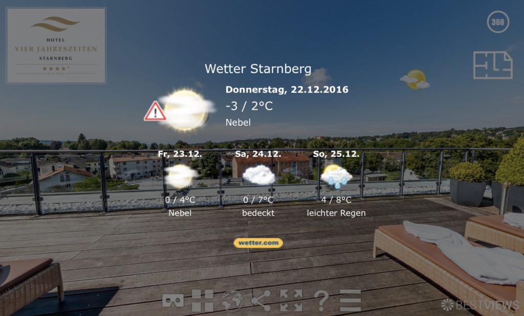 bestviews360-popup-wettervorhersage Aktueller Wetterbericht integriert im 360° Rundgang