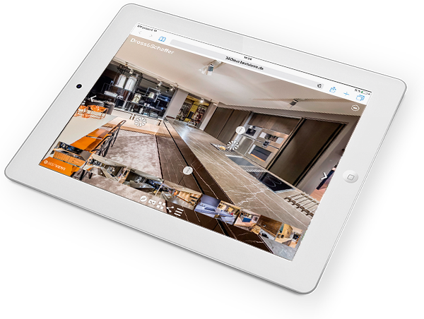 virtuelle 360° Tour Shop iPad Darstellung 360 Grad Küchen von Dross&Schaffer